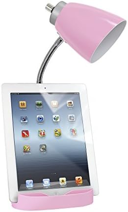 Limelights LD1057-PNK GOOSENECK Lâmpada de mesa de mesa com suporte para iPad Tablet Stand e tomada de carregamento, rosa