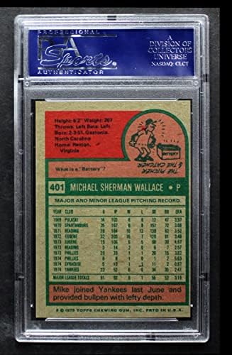 1975 Topps # 401 Mike Wallace New York Yankees PSA PSA 8.00 Yankees