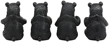 Conjunto de Ebros de quatro estátuas inspiradoras de ursos caprichosos Urso preto Black Holding Love Belief Faith and Hope Sign