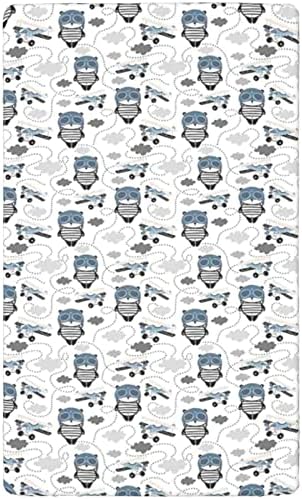 Folha de berço com tema de panda, colchão de berço padrão folhas de colchão de berço para crianças pequenas lençóis de colchão Great para menino ou menina ou berçário, 28 x52, ardósia azul cinza branco