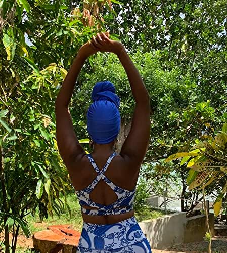 NSOMBII Compressão grossa de ioga Pant- Controle de barro- Sports Sports 2-PC Conjunto de treinos para mulheres- impressão africana-