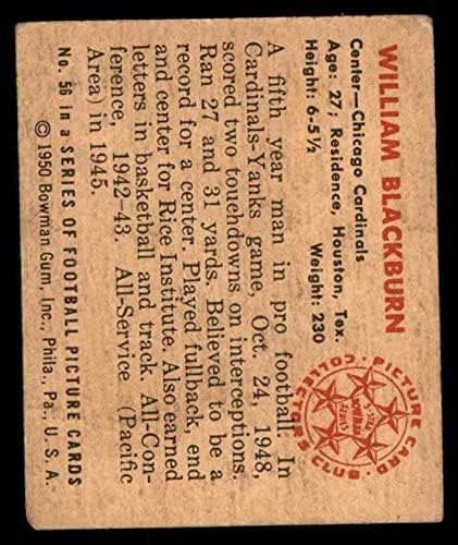 1950 Bowman # 56 William Blackburn Chicago Cardinals-FB Good Cardinals-FB Rice/Louisiana-Lafayette