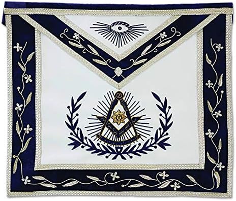 Mestre passado com avental maçônico bordado de fronteira - [azul e branco]