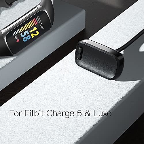 Awinner Charger Compatível para Fitbit Charge 5/luxo, substituto USB CARRAPTADOR CABELO DE CARGA DE CARGA DE CARGA PARA CARGUE5 Avançado Fitness & SmartWatch Health Rastreador