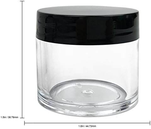 Beauticom 30g/30ml Round Clear frascos com tampas pretas para ervas, especiarias, chás de folhas soltas, café e outros alimentos - BPA grátis