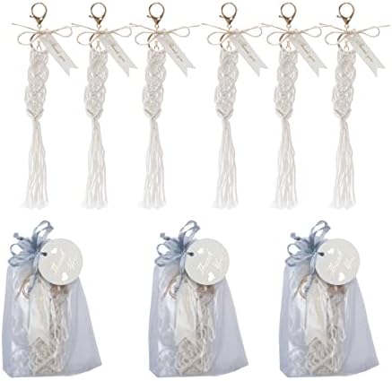 Luxfina 18pcs Personalizou Wedding Favors MacRame Keychains com borlas, Party Wedding Party Gift Gift, presentes de casamento
