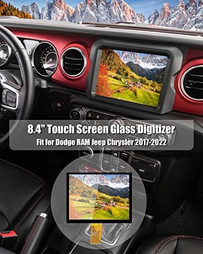 8.4 Digitalizador de vidro de tela de toque ajuste para Dodge Ram Jeep Chrysler 2017-2022 Substituição UConnect Radio Navigation Touch
