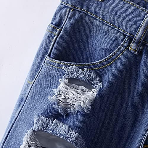 Calça de carga Ethkia Jean para mulheres calças folgadas calças destruídas Waist
