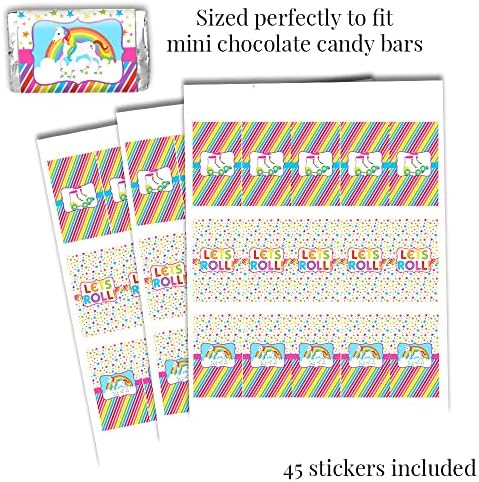 Rainbow Unicorn Roller Skate Birthday Party Sticker Bundle Kit - 429 peças !!! Inclui adesivos de 60 2 para favores e