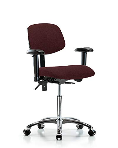 Labtech Seating Lt42148 Cadeira de Bench média, tecido, base cromada - inclinação, braços, rodízios cromados, preto