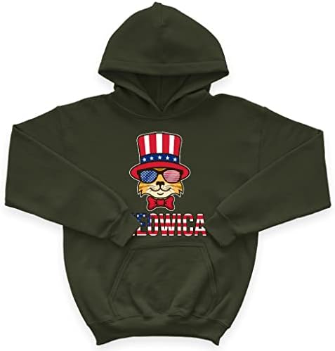 Hoowica Kids 'Sponge Fleece Hoodie - Hoodie de Cat Children - Capuz da bandeira dos EUA para crianças