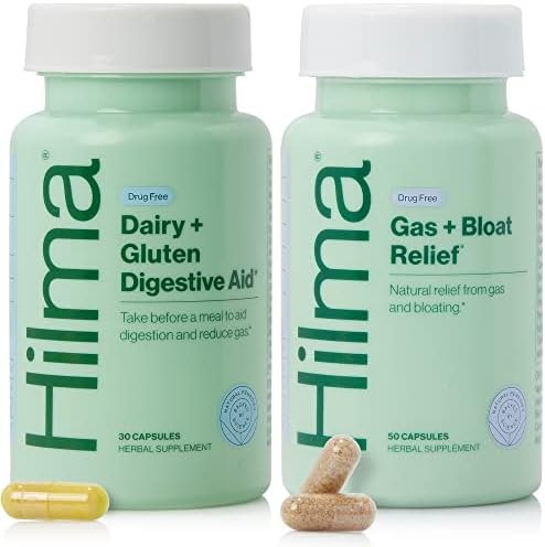 HILMA GAS NATURAL + RELIMENTO DE BLAT e Laticínios + suplementos de ajuda digestiva de glúten