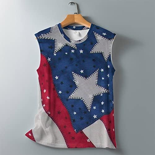 Camisetas sem mangas de verão para mulheres, tampas de bandeira americana feminina 4 de julho Tees da bandeira dos EUA Casual Stars and Stripes Shirts