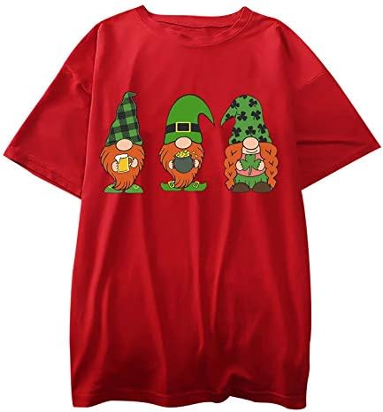 Shan-S do Dia das Mulheres Patrício, Camiseta fofa gráfica Shamrock Three Gnomes Irish Tees Shirt Sleeve Casual Tops casuais