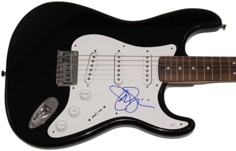 Joe Satriani assinou autógrafo em tamanho real Black Fender Stratocaster Guitarra elétrica com James Spence Autenticação JSA Coa - Não desta Terra, Surfin com o Alien, voando em um sonho azul, a extremista, máquina do tempo, Crystal Planet, motores da criação, estranho bonito Música, Chicke