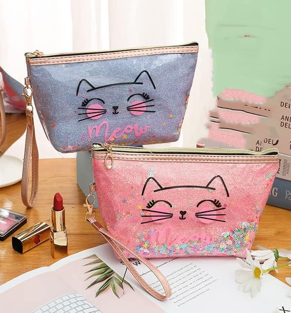 Bolsa de maquiagem de gato fofo de aufruh para bolsa de viagem de bolsa de higiene pessoal Acessórios para o organizador da bolsa