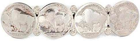 Native-Bay $ 200TAG Vintage Buffalo Nickel Certified Silver Navajo Nickel Hair Barrettes 10337 Feito por Loma Siiva