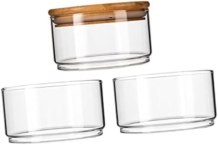 Cabilock 1 Set Tigela fresca Vidro de vidro frascos de armazenamento com tampas de salada para salada para geladeira tigela de salada de vidro com tampa de vidro pequeno jarro de doce clara de 3 camadas de boticário