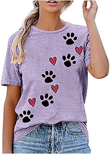 Tops de verão para mulheres 2023 Round Poscot Print T-shirts Fashion Feminino Bloups Tops