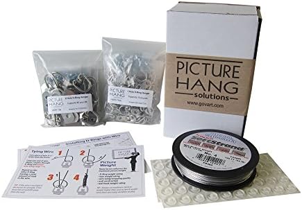 Kit de back -frames - kit de pendura de obras de arte com cabides de anel D, arame e pára -choques - kit de suspensão de imagem pro para arame 50 peças de arte - soluções de suspensão