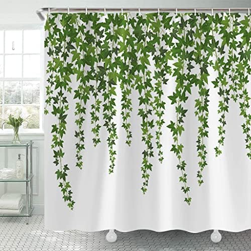 Cortina de chuveiro de plantas verdes Tomoz, cortina de chuveiro de plantas de folhas de hera para banheiro, cortina de