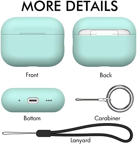 Niutrendz AirPods Pro 2 Capa de caixa 2022 Case protetora de absorção de choques de silicone Slim com cordão [LED frontal visível]