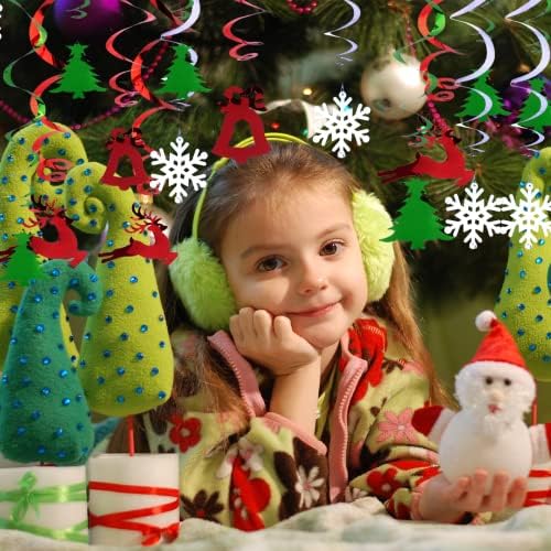 48 peças Decorações de Natal penduradas redemoinhos, Feliz Natal Foil Redes Garland árvore de natal Snowflake Bell rena Filia