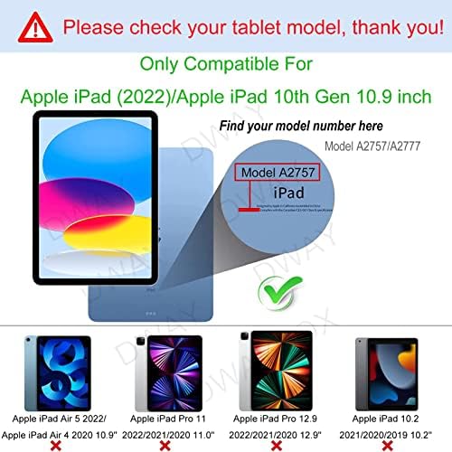 Caixa Dwaybox para Apple iPad 2022 / iPad 10th Gen 10,9 polegadas, [Proteção de canto / resistência ao arranhão], Tampa de