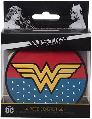 Coasters Super Hero da Liga da Justiça, conjunto de 4 - Batman, Superman, Mulher Maravilha, The Flash - Padres Day DC Comics Presente