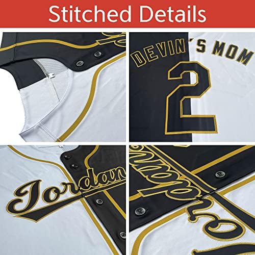 Jersey de beisebol personalizada Button Down Sport Sports Número de nome costurado personalizado para homens/mulheres/menino