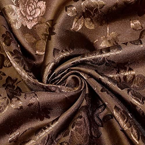 Novos tecidos Daily Kayla Kayla Dark Brown Polyester Floral Jacquard Brocade Satin Fabric by the Yard - 10004, Yard