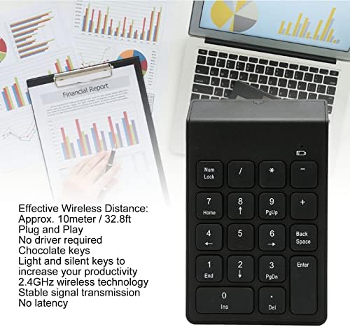 Sanpyl numérico teclado, 18 chaves 2.4g sem fio Numpad Chaves de chocolate Plug And Play Mini Number Pad para contador