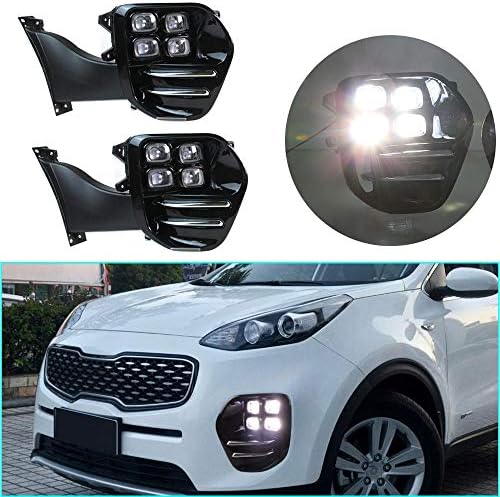 Jialaiwo LED DRL Luz de cor única para Kia Sportage LX 2017-2019 Lâmpada de nevoeiro Lâmpadas automotivas Decorativa Acessórios externos Modelo A 1 par