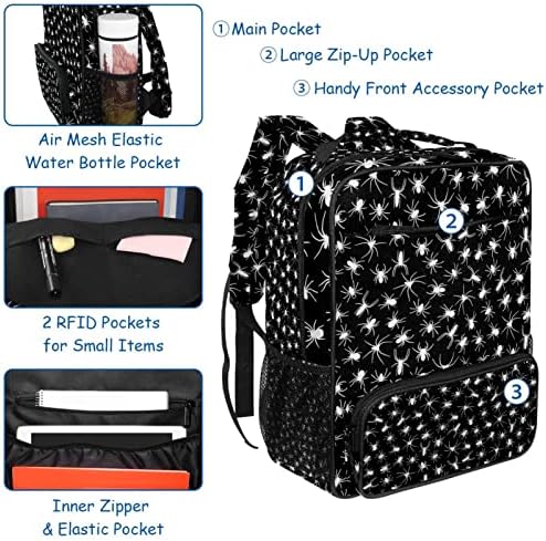 Mochila VBFOFBV para mulheres Laptop Daypack Backpack Saco casual, aranha branca preta