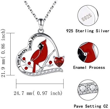 925 colar de cardeal vermelho de prata esterlina Estou sempre com você um presente de jóias pendentes memorial para mulheres