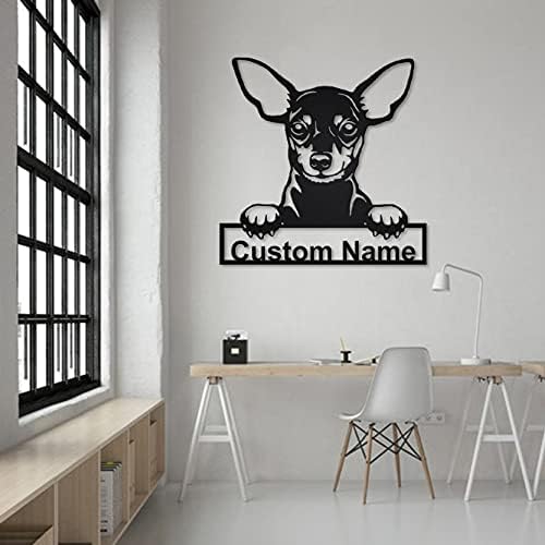 Souleather Metal Metal Cut Laser Cut Pinscher Dog Custom Home Nome personalizado Placa Decoração de arte de parede,