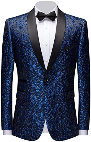 Jaqueta masculina de traje floral de trajes elegante de lapela de luxo para jantar blazer slim fit