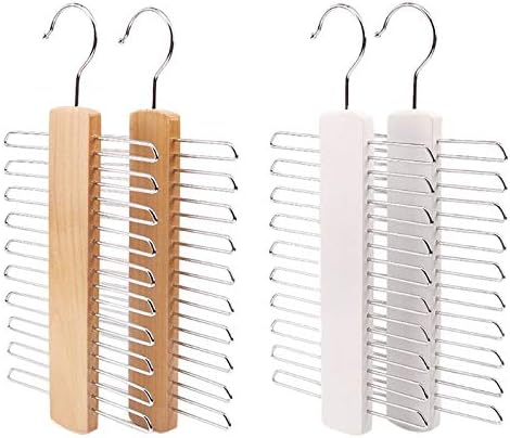 Ganfanren Wooden 20 Bar Tie Rack Hanger - Lenço, cinto, organizador de acessórios úteis para cintos pendurados e lenços finos