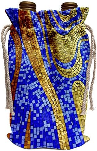 3drose lee hiller projeta telhas de mosaico - ondas douradas e azuis Mosaico de vidro Impressão - bolsa de vinho