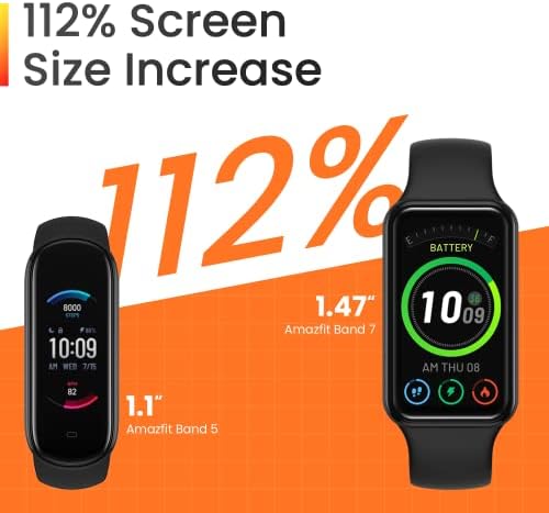 Amazfit Band 7 Fitness & Health Tracker For Men Mulheres, Battery Lifety Black & Band 5 Activity Fitness Tracker com Alexa integrado, duração da bateria de 15 dias, oxigênio no sangue, freqüência cardíaca, preto