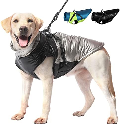 Casaco de inverno Didog Dog, roupas quentes de cachorro impermeabilizadas com arnês e anéis D duplo, jaqueta de cachorro