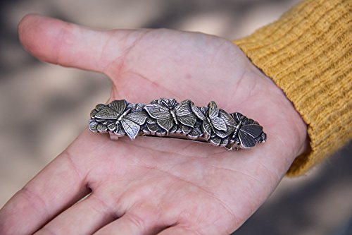 Butterflies Clipe de cabelo, barrette de metal criado à mão feito nos EUA com um clipe médio de 70 mm por oberon Design