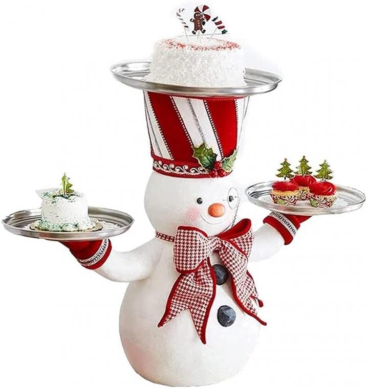 Eesll Sobremesa Rack Resina Papai Noel estátua segurando a sobremesa da bandeja de natal estátua de sobremesa bandeja