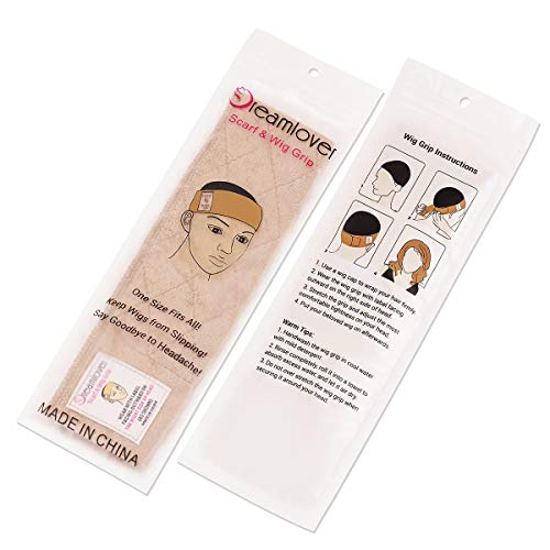 Grip de peruca Dreamlover, faixas de peruca para manter perucas no lugar, bandana da peruca, bronzeado, 2 peças
