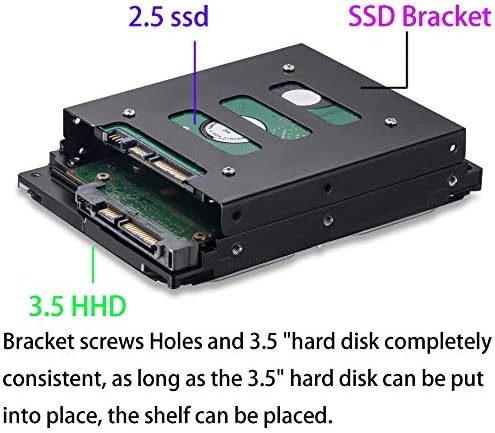 Suporte de montagem SSD 2,5 a 3,5 Adaptador 2 pacote, Ruaeoda SSD Suporte SSD Adaptador de bandeja 2.5 a 3,5 HDD SSD Disco rígido Bays Bays Adaptador de suporte de montagem de metal para PC SSD