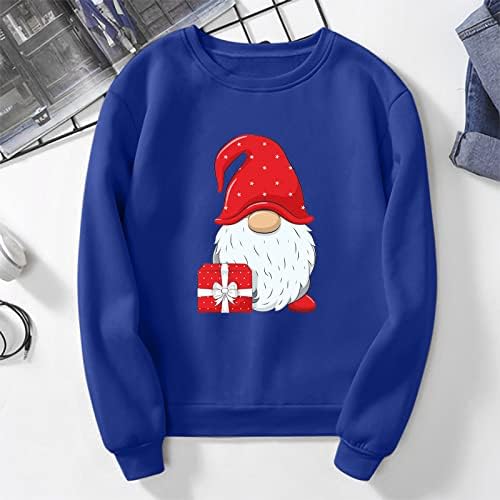 Uikmnhnhirt sweatshirt outono redonda pescoço clasia moderna de Natal Casual Christmas Gnome Christmas Matalha de manga comprida