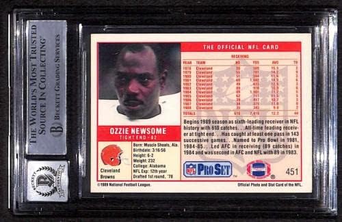 #451 Ozzie Newsome - 1989 PRO Set Football Cards classificou BGS Auto 10 - Bolsas de futebol autografadas