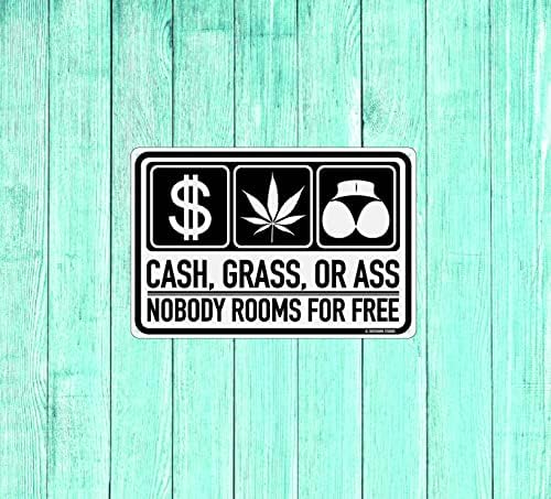 Cash Grass ou bunda ninguém quartos de graça 12 x 8 Funny Tin Sign Home College Dort Decor