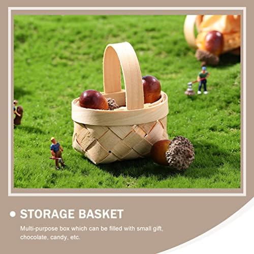 Hemoton Tiny Basket 15 Pcs cesta de vime com alça de cestas de doces cestas pequenas cestas de presente tecida para flores