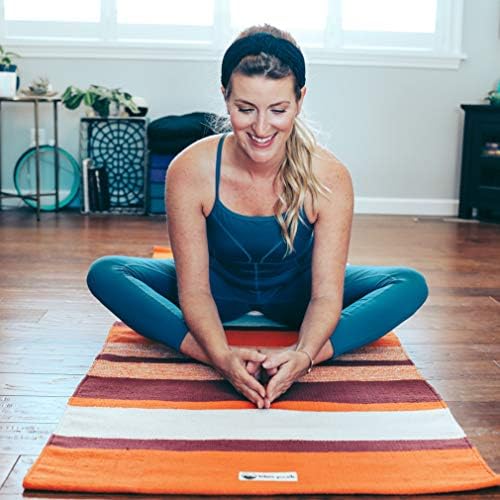 Tapete de ioga de algodão por Bliss Peak. 3 em 1: tapete de ioga, tapete de meditação e suporte articular. Feito à mão